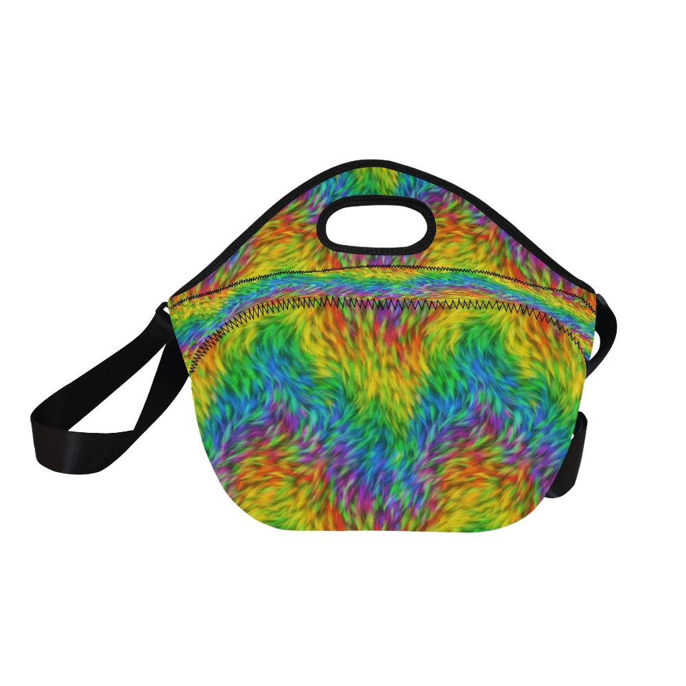 Rainbow Fur Design Print Neoprene Lunch Bag (Model 1669)(Large)-JTAMIGO.COM