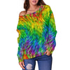 Rainbow Fur Design Print Off Shoulder Sweatshirt