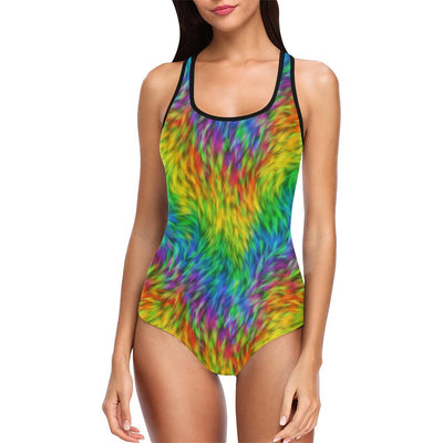 Rainbow Fur Design Print One Piece Swimsuit-JTAMIGO.COM
