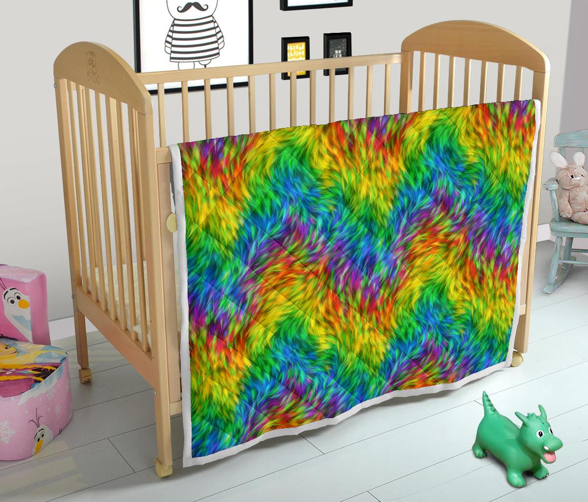 Rainbow Fur Design Print Premium Quilt-JTAMIGO.COM