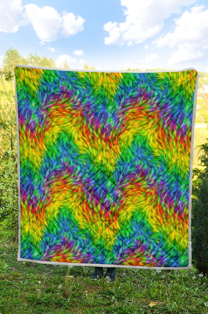 Rainbow Fur Design Print Premium Quilt-JTAMIGO.COM