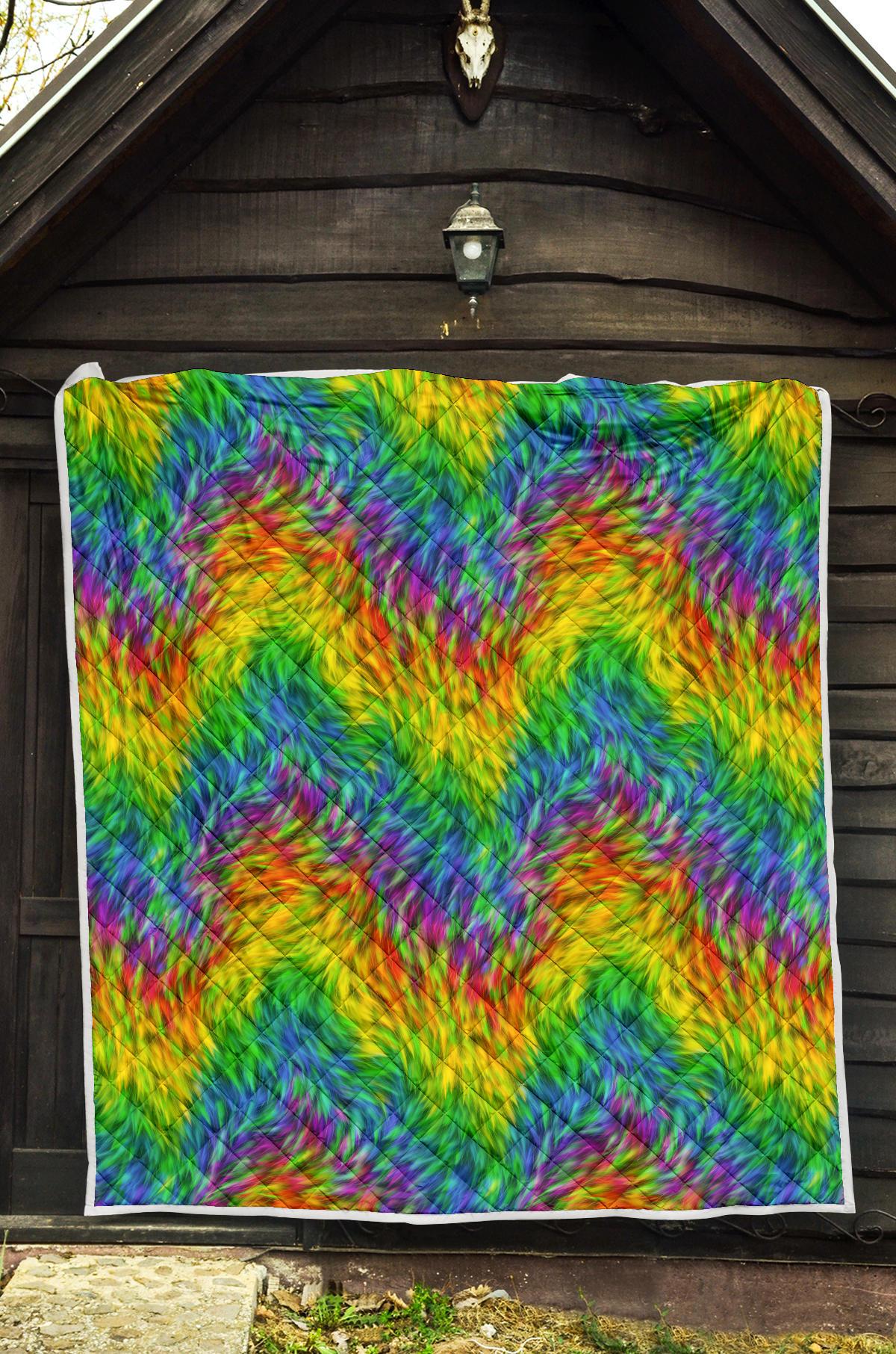 Rainbow Fur Design Print Premium Quilt-JTAMIGO.COM