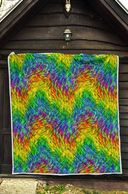 Rainbow Fur Design Print Premium Quilt-JTAMIGO.COM