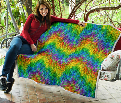 Rainbow Fur Design Print Premium Quilt-JTAMIGO.COM