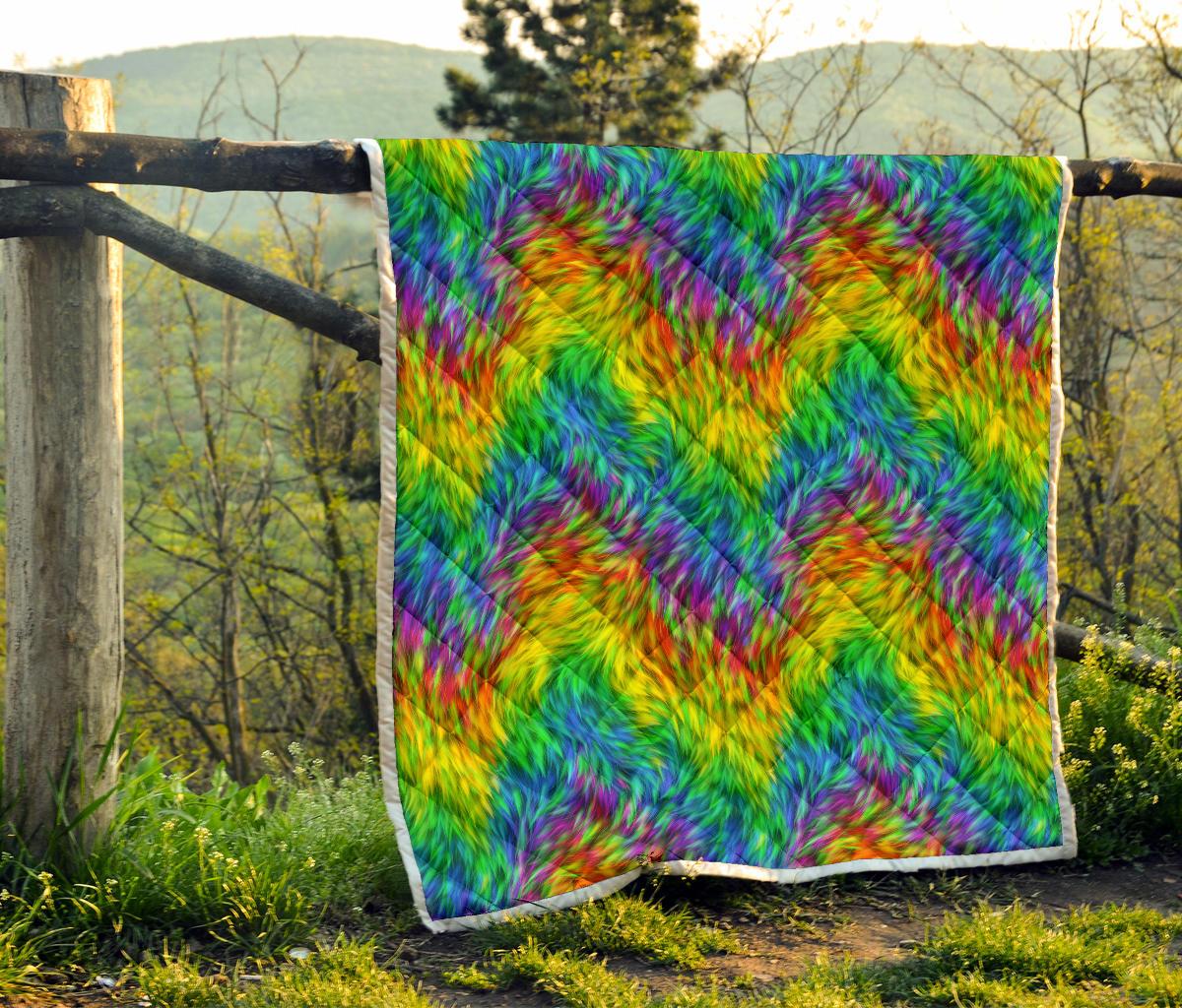 Rainbow Fur Design Print Premium Quilt-JTAMIGO.COM