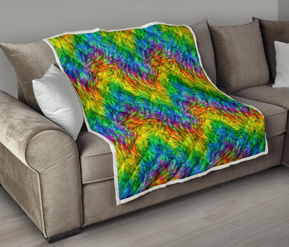 Rainbow Fur Design Print Premium Quilt-JTAMIGO.COM