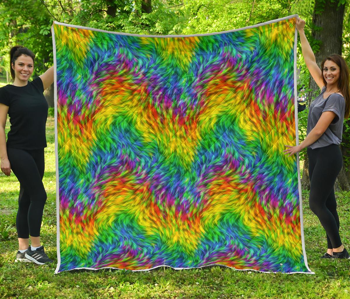 Rainbow Fur Design Print Premium Quilt-JTAMIGO.COM