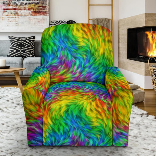 Rainbow Fur Design Print Single Sofa Slipcover -JTAMIGO.COM