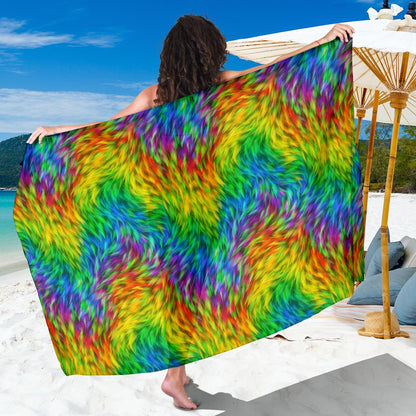 Rainbow Fur Design Print Sarong Pareo Wrap