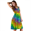 Rainbow Fur Design Print Sleeveless Dress