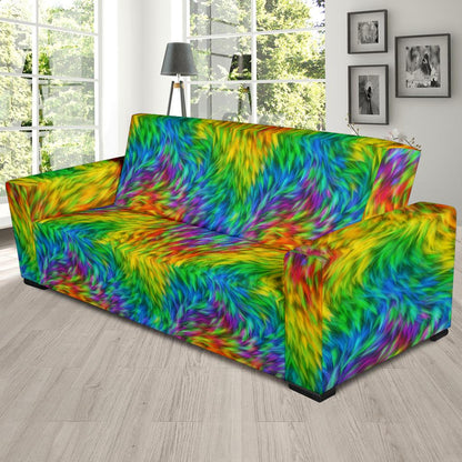 Rainbow Fur Design Print Sofa Slipcover-JTAMIGO.COM