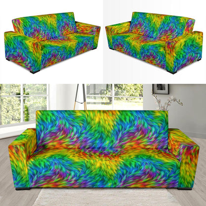 Rainbow Fur Design Print Sofa Slipcover-JTAMIGO.COM