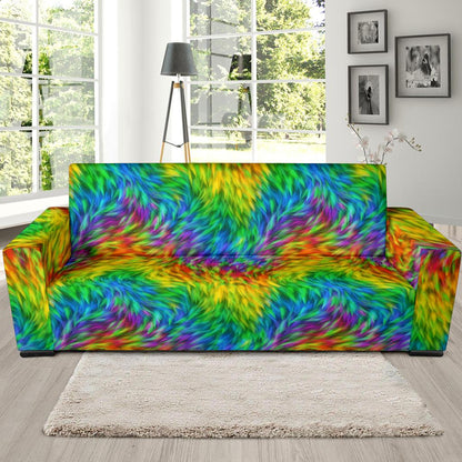 Rainbow Fur Design Print Sofa Slipcover-JTAMIGO.COM