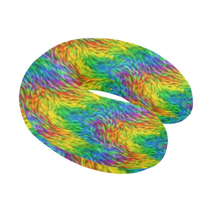 Rainbow Fur Design Print U-Shaped Travel Neck Pillow-JTAMIGO.COM