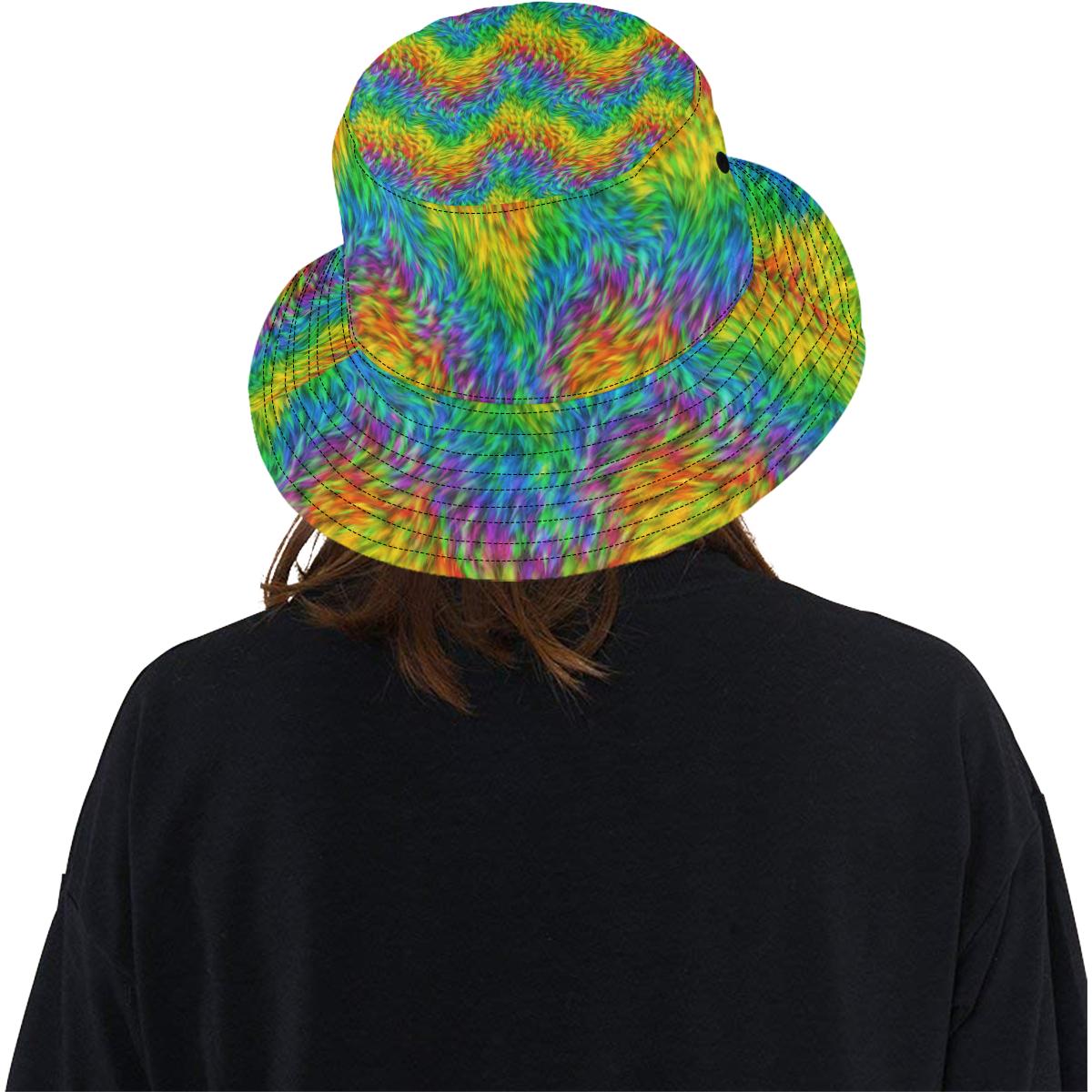 Rainbow Fur Design Print Unisex Bucket Hat