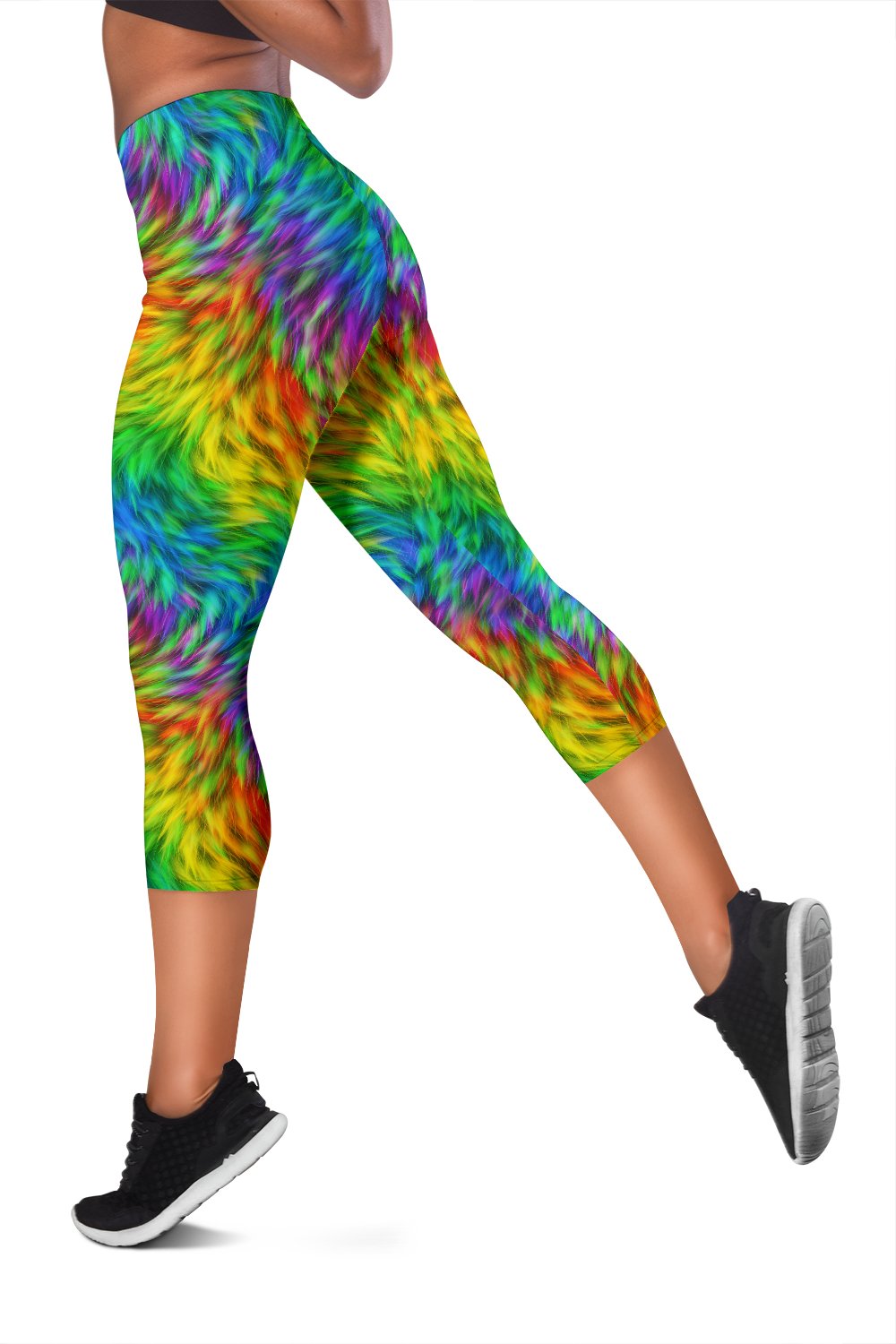 Rainbow Fur Design Print Women Capris