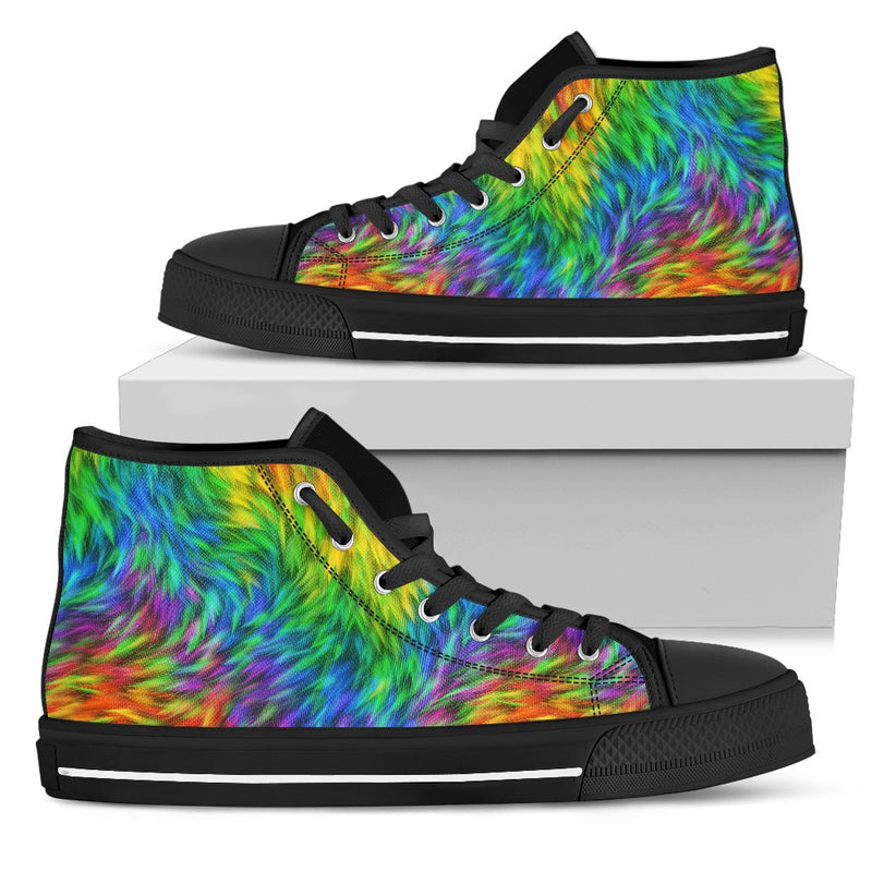 Rainbow Fur Design Print Women High Top Shoes