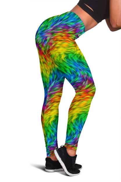 Rainbow Fur Design Print Women Leggings