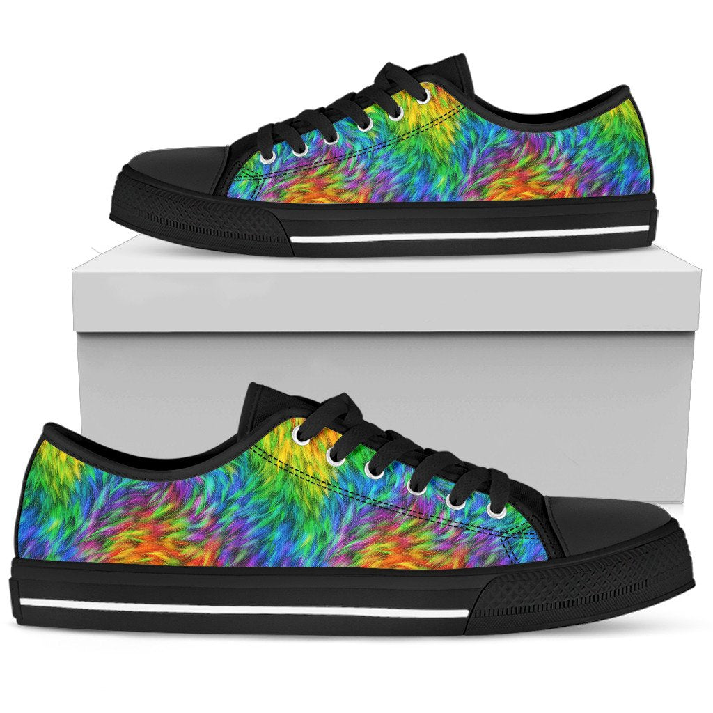 Rainbow Fur Design Print Women Low Top Shoes-JTAMIGO.COM