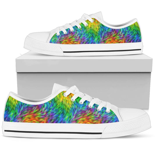 Rainbow Fur Design Print Women Low Top Shoes-JTAMIGO.COM