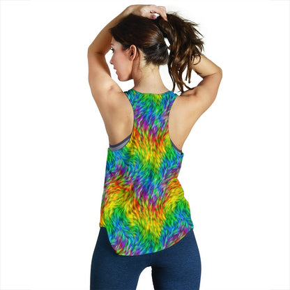 Rainbow Fur Design Print Women Racerback Tank Top