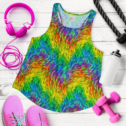 Rainbow Fur Design Print Women Racerback Tank Top