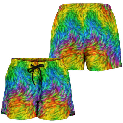 Rainbow Fur Design Print Women Shorts-JTAMIGO.COM