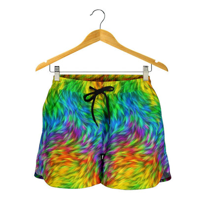 Rainbow Fur Design Print Women Shorts-JTAMIGO.COM