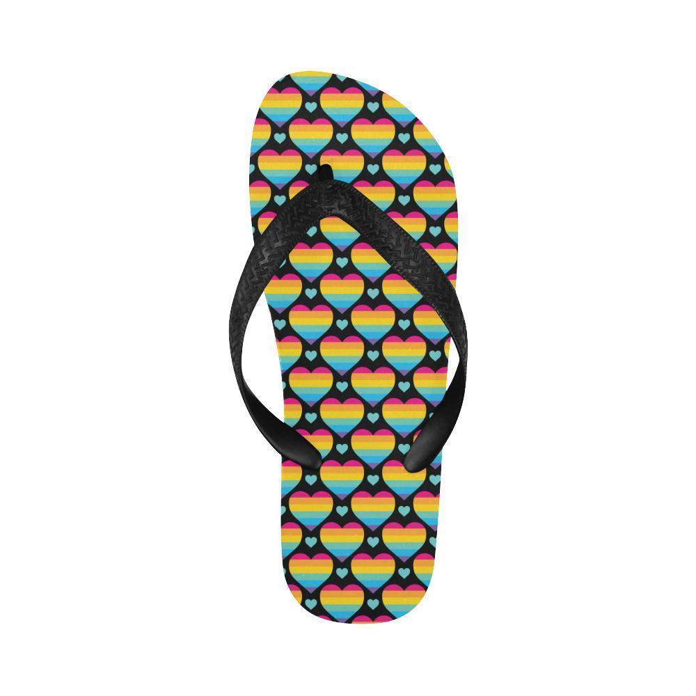Rainbow Heart Print Pattern Flip Flops-JTAMIGO.COM