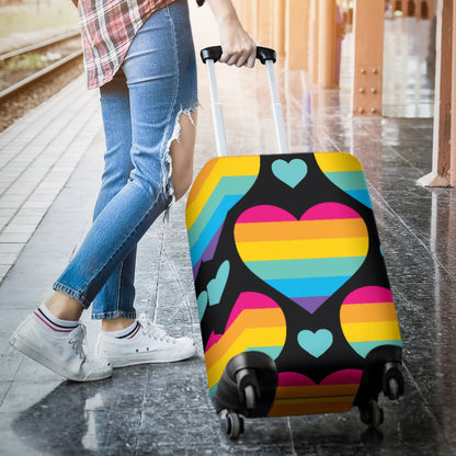 Rainbow Heart Print Pattern Luggage Cover Protector