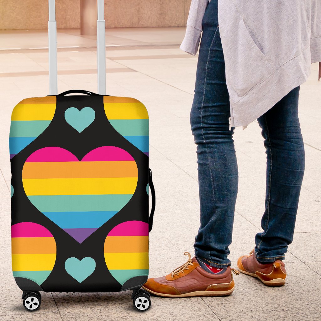 Rainbow Heart Print Pattern Luggage Cover Protector