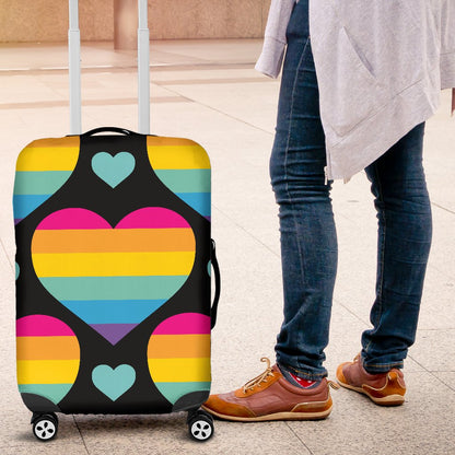 Rainbow Heart Print Pattern Luggage Cover Protector