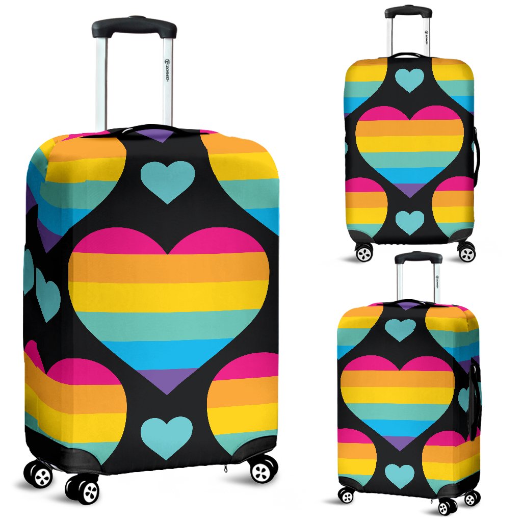 Rainbow Heart Print Pattern Luggage Cover Protector