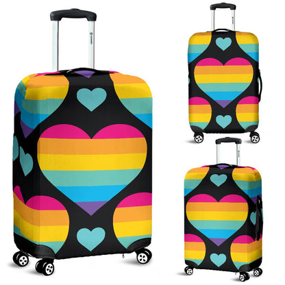 Rainbow Heart Print Pattern Luggage Cover Protector