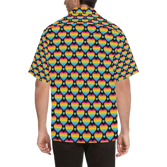 Rainbow Heart Print Pattern Men Aloha Hawaiian Shirt