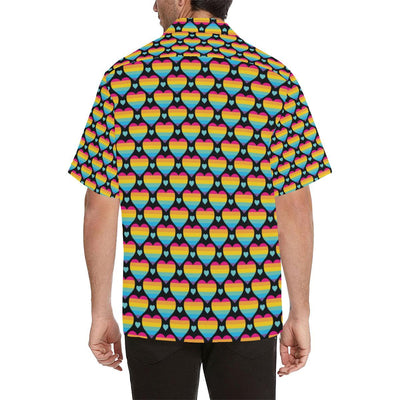 Rainbow Heart Print Pattern Men Aloha Hawaiian Shirt