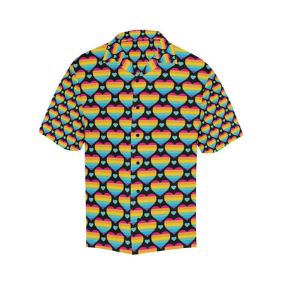 Rainbow Heart Print Pattern Men Aloha Hawaiian Shirt
