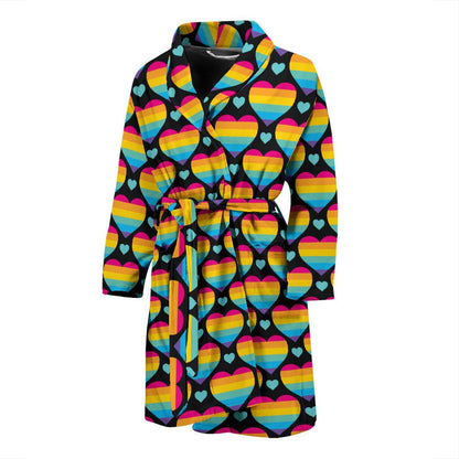 Rainbow Heart Print Pattern Men Bath Robe-JTAMIGO.COM