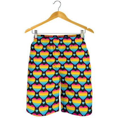 Rainbow Heart Print Pattern Mens Shorts-JTAMIGO.COM