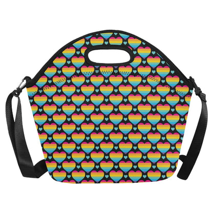 Rainbow Heart Print Pattern Neoprene Lunch Bag (Model 1669)(Large)-JTAMIGO.COM