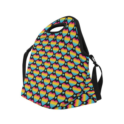 Rainbow Heart Print Pattern Neoprene Lunch Bag (Model 1669)(Large)-JTAMIGO.COM