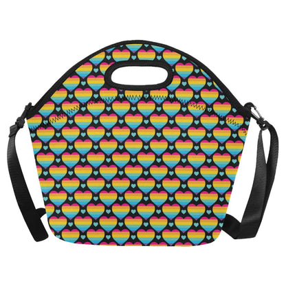 Rainbow Heart Print Pattern Neoprene Lunch Bag (Model 1669)(Large)-JTAMIGO.COM