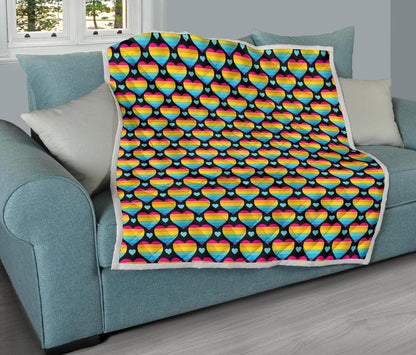 Rainbow Heart Print Pattern Premium Quilt-JTAMIGO.COM