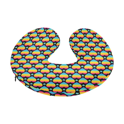 Rainbow Heart Print Pattern U-Shaped Travel Neck Pillow-JTAMIGO.COM