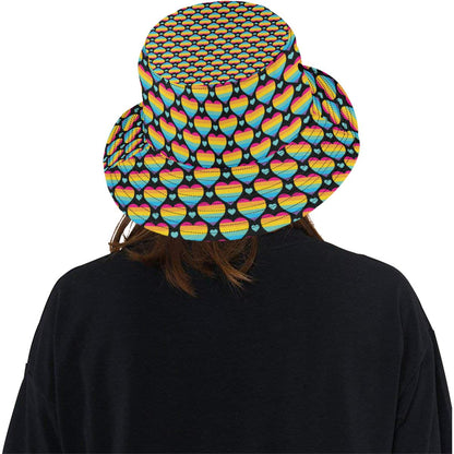 Rainbow Heart Print Pattern Unisex Bucket Hat