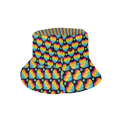 Rainbow Heart Print Pattern Unisex Bucket Hat