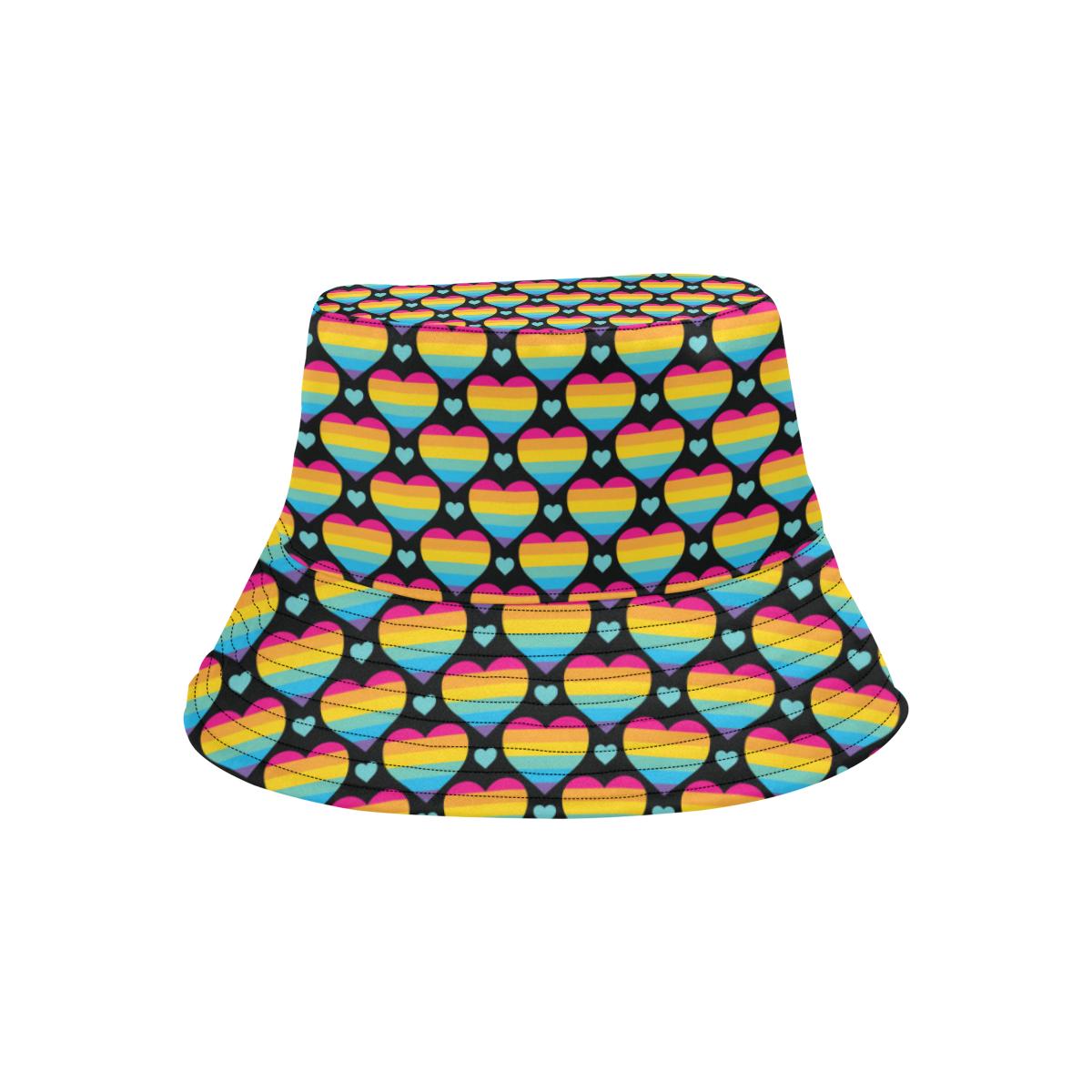 Rainbow Heart Print Pattern Unisex Bucket Hat