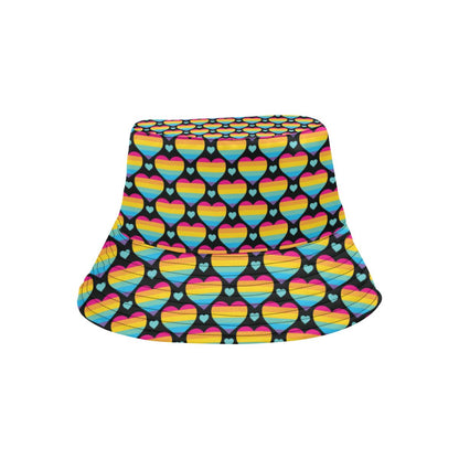 Rainbow Heart Print Pattern Unisex Bucket Hat