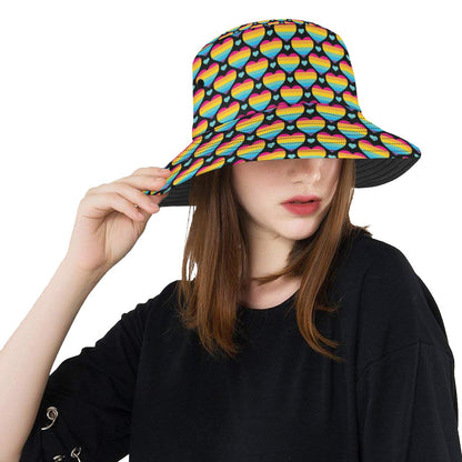 Rainbow Heart Print Pattern Unisex Bucket Hat