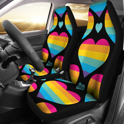 Rainbow Heart Print Pattern Universal Fit Car Seat Covers